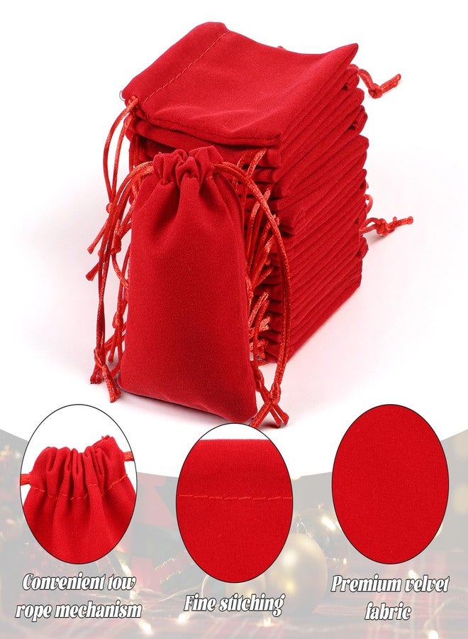 Exircy 15Pcs Red Velvet Drawstring Pouches, 3x4 inch Jewelry Candy Dice Gift Bags Velvet Coin Purse Mini Dice Bags Gift Bag for Jewelry Wedding Bracelets Christmas - Image 3